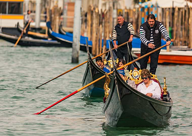 Gondolas with tourists