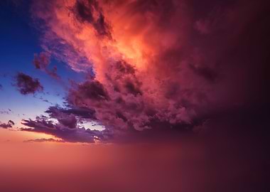 Blue sky dark purple cloud
