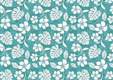Pastel Aqua Aloha Pattern