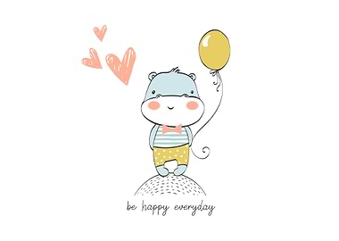 Cute hippo baby be happy