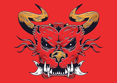 Illustration angry dragon