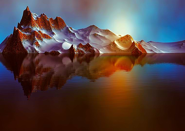 Snowy Mountains Sunset