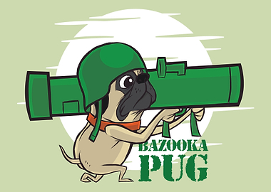Trendy Bazooka Pug Design