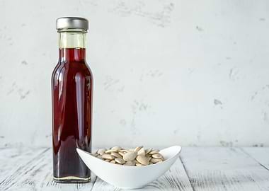 Bottle of pumpkin seed oil