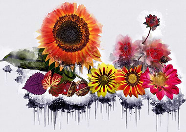 Flower watercolor paint