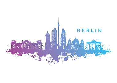Berlin skyline watercolor