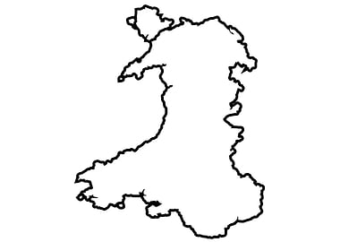 Wales Black Outine Map