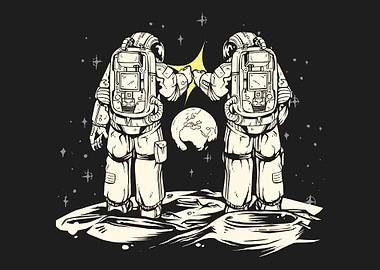 Astronauts fist bump