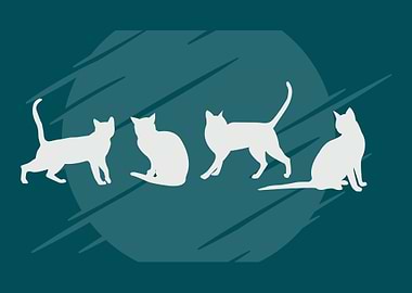 Cats Silouette moon