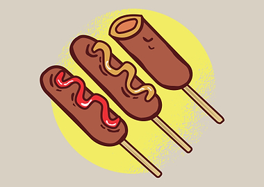 three Corndog Illustratio