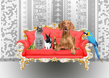 Baroque Couch Animals red