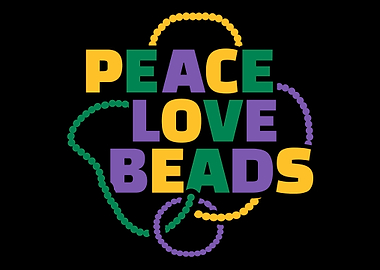 Mardi Gras Peace Love Bead