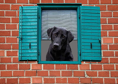 Labrador dog Window wall