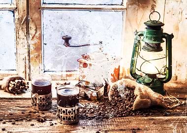 Coffee Bean Oil Painting