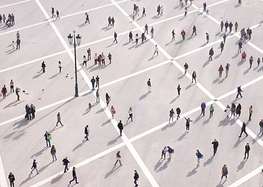 Town square with people