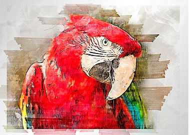 Red parrot watercolor