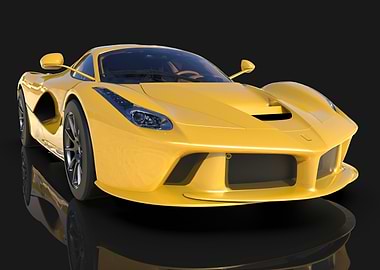 sports yellow car