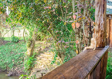 Wooden manikin sitting