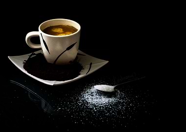 Coffee on black background