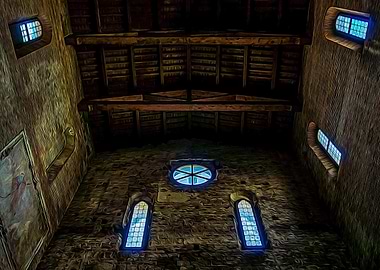 Wooden ceiling of a mediev