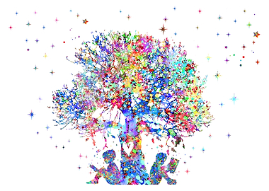 Kids reading under tree