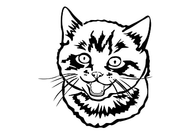 Cat with Line Art Style