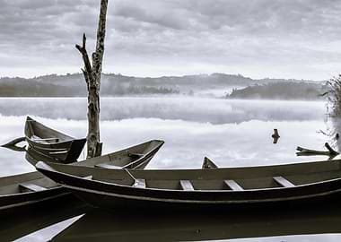 Sunrise on Lake with boats