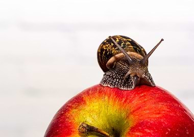 A common snail crawls on a