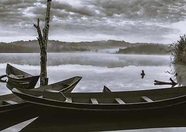 Sunrise on Lake with boats