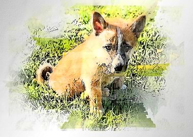 dog watercolor painting