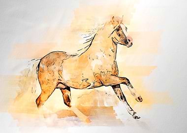 horses watercolor
