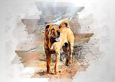dog watercolor painting