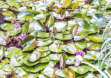 Small pond with plants