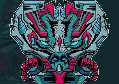 mecha mask illustration