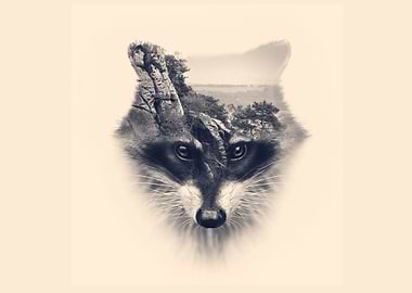 racoon face with double ex