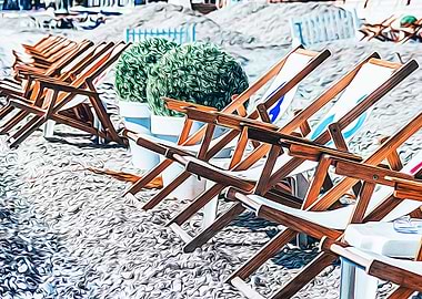 Deckchairs on a beach