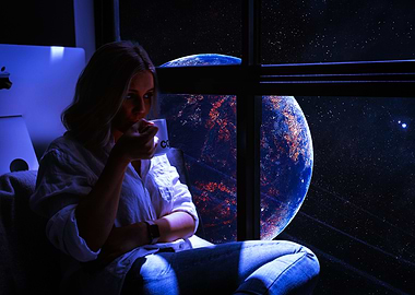 Woman watching galaxy