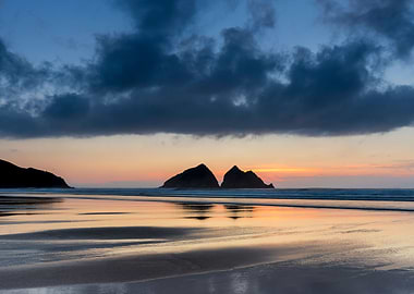 Dusk Holywell Bay