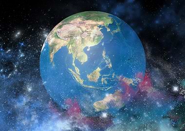 Earth in Galaxy Starry Sky