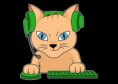 Cat Gamer Player