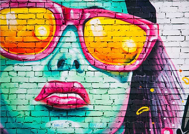 Woman painted on wall