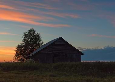 Old Barn In The Sunset