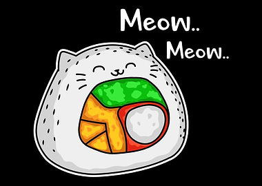 Cute Kawaii Sushi Cat Roll