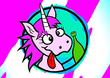 Drunk Unicorn Cartoon