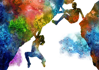 Rock climbing couple