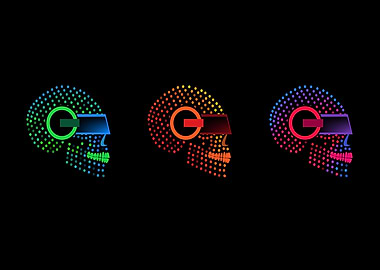 Skull icons robots with te