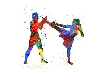 Man and woman muay thai