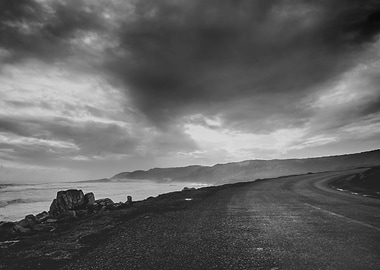 Tar road along coastline