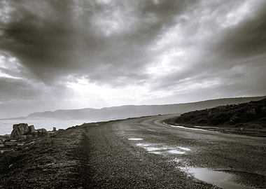 Tar road along coastline
