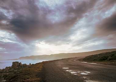 Tar road along coastline